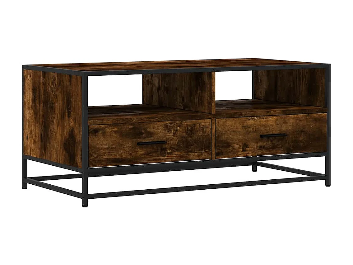 Tavolino Rovere Fumo 100x50x45cm in Legno Multistrato e Metallo