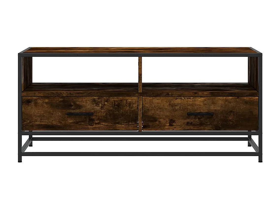 Tavolino Rovere Fumo 100x50x45cm in Legno Multistrato e Metallo
