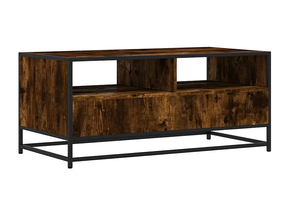 Tavolino Rovere Fumo 100x50x45cm in Legno Multistrato e Metallo