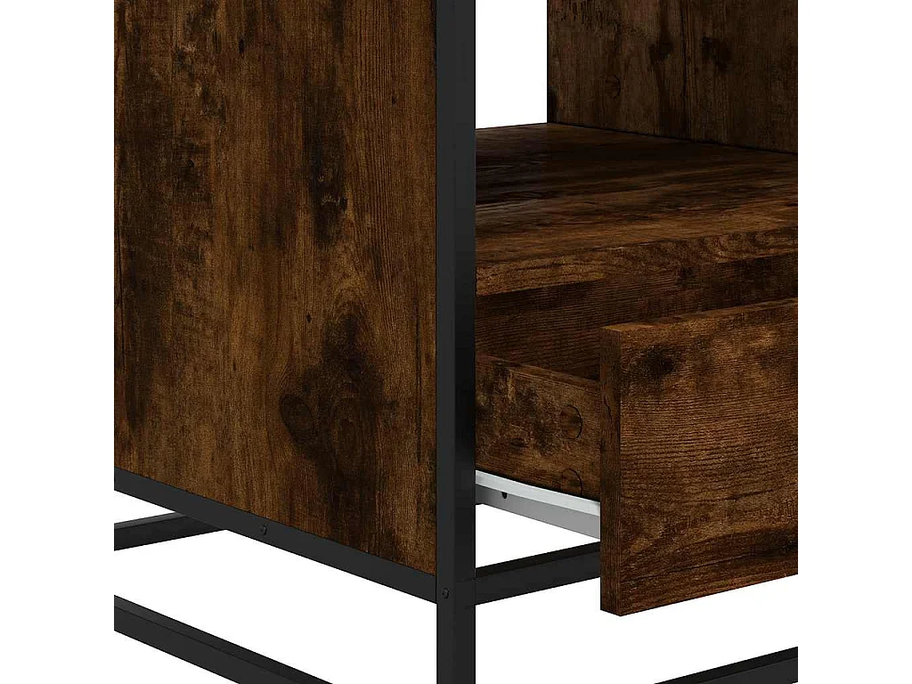 Tavolino Rovere Fumo 100x50x45cm in Legno Multistrato e Metallo