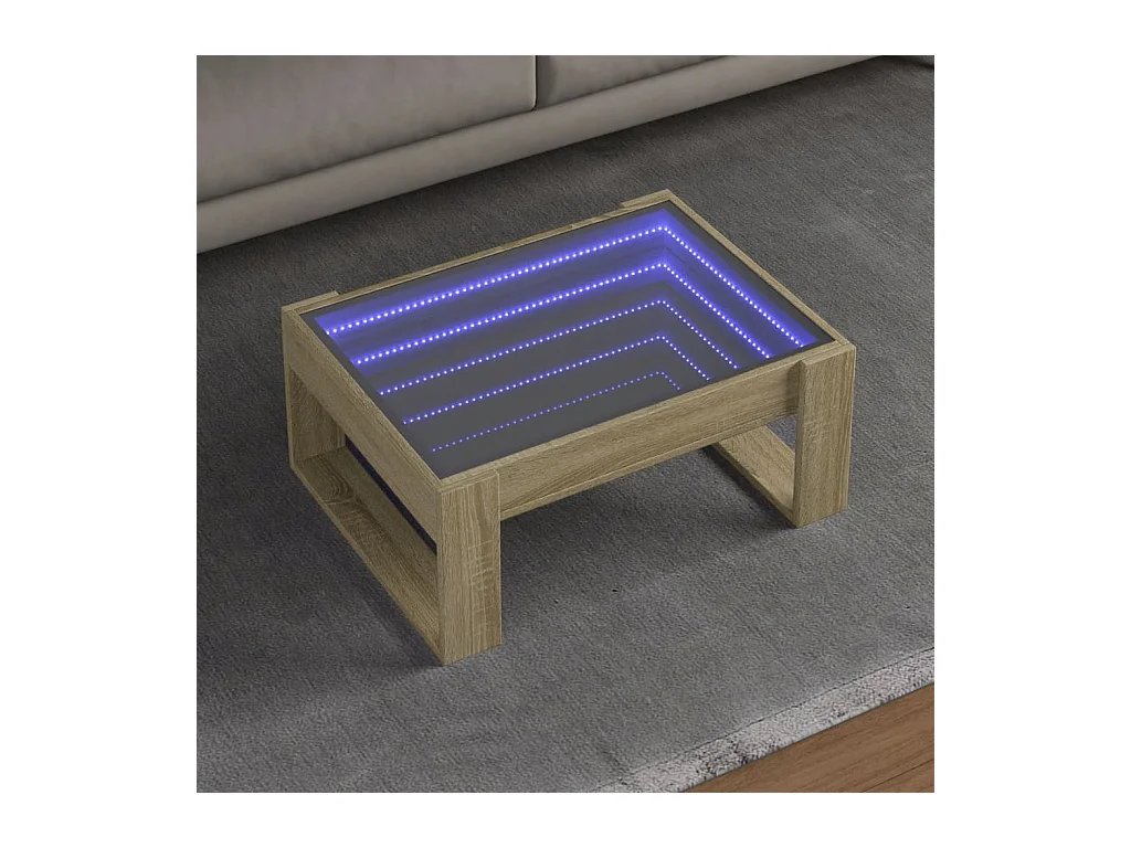 Table basse avec LED infini chêne sonoma 70x53x30 cm