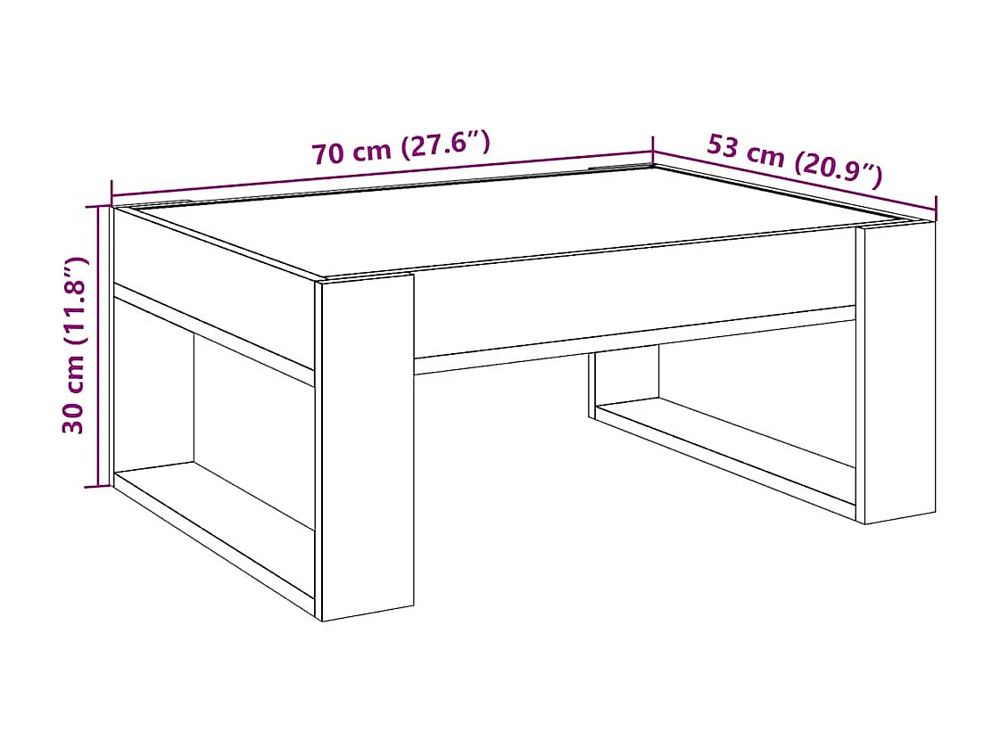 Mesa de centro luzes LED Infinity 70x53x30 cm carvalho sonoma
