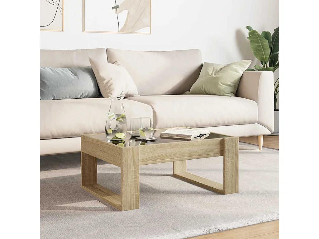 Mesa de centro luzes LED Infinity 70x53x30 cm carvalho sonoma