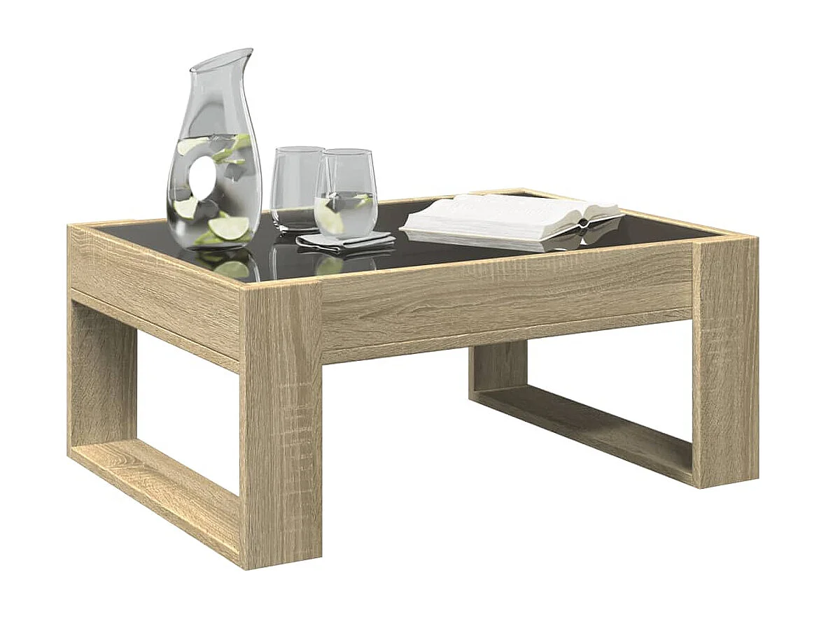 Mesa de centro luzes LED Infinity 70x53x30 cm carvalho sonoma