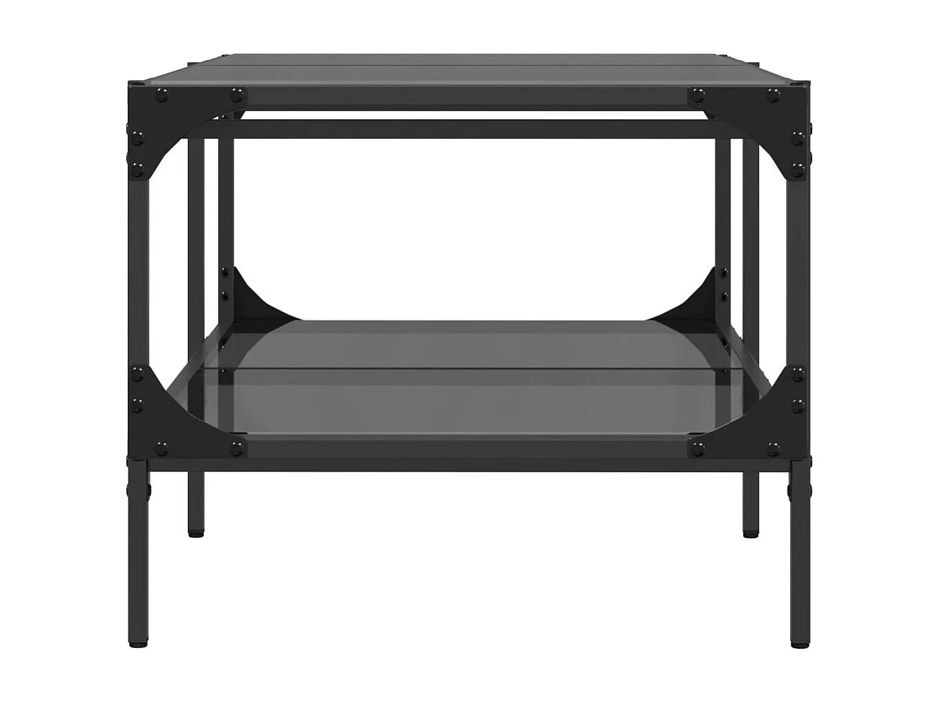 Table basse avec dessus en verre noir 98,5x50x45 cm acier