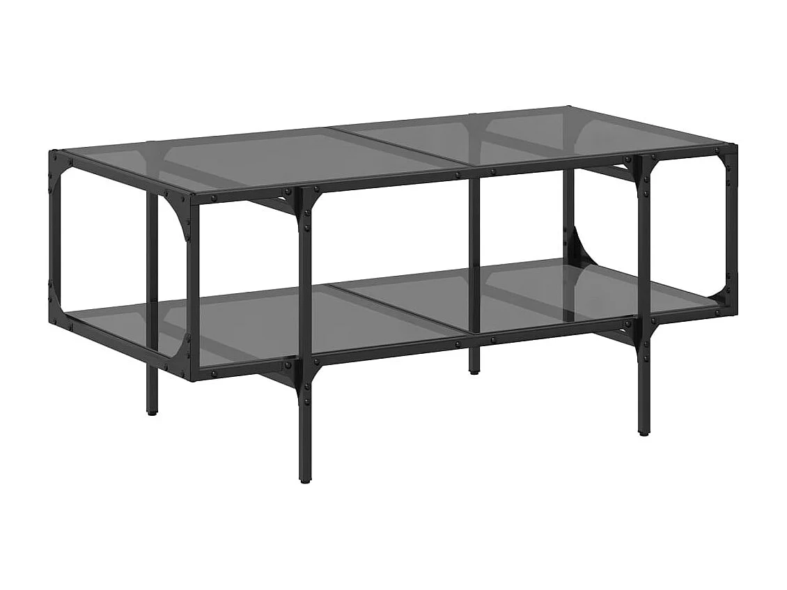 Couchtisch mit Glasplatte Schwarz 98,5x50x45 cm Stahl