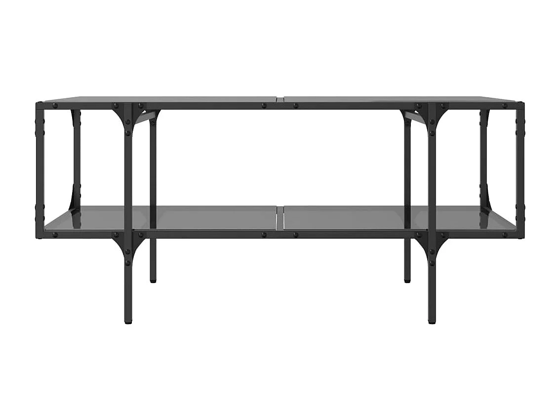 Couchtisch mit Glasplatte Schwarz 98,5x50x45 cm Stahl