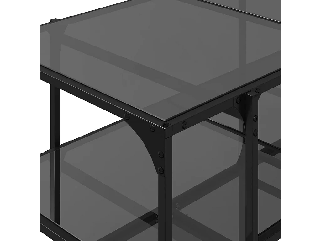 Couchtisch mit Glasplatte Schwarz 98,5x50x45 cm Stahl