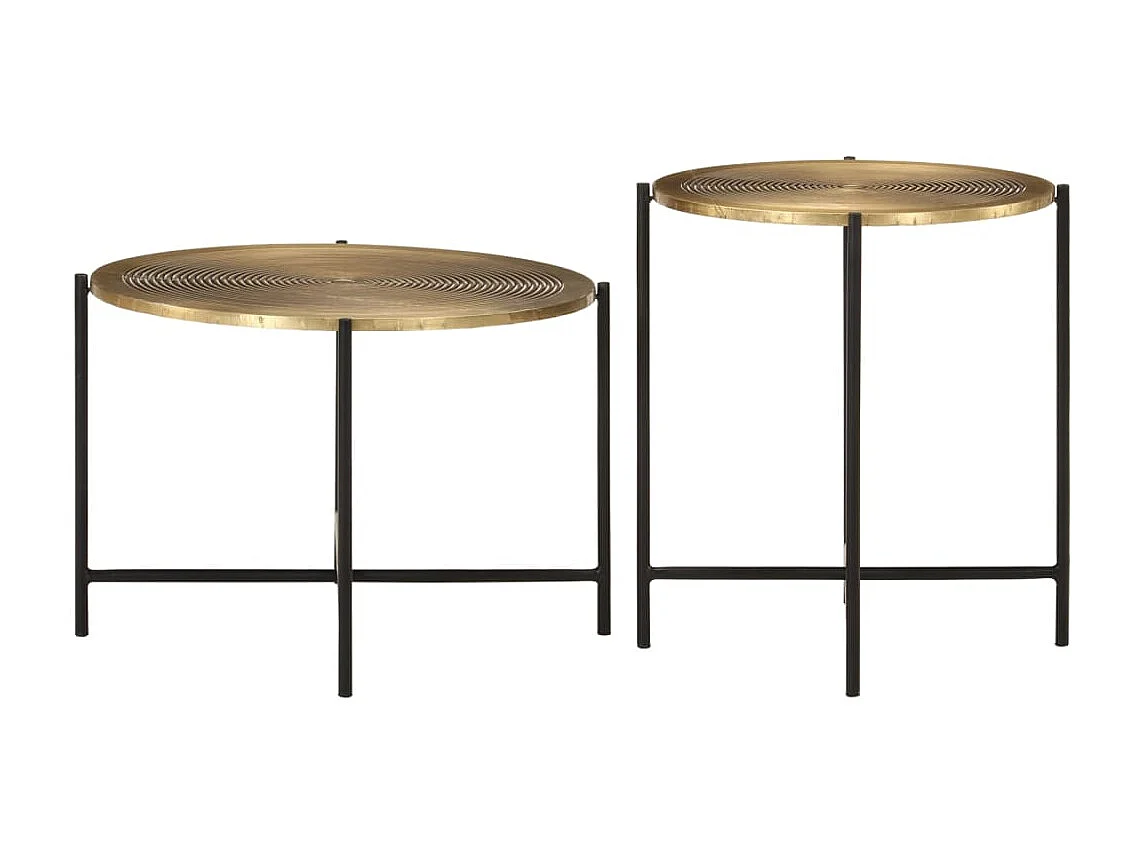 Tables basses lot de 2 laiton et noir métal