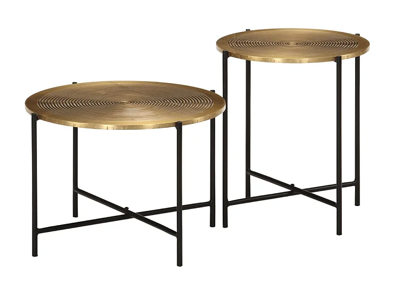 Tables basses lot de 2 laiton et noir métal