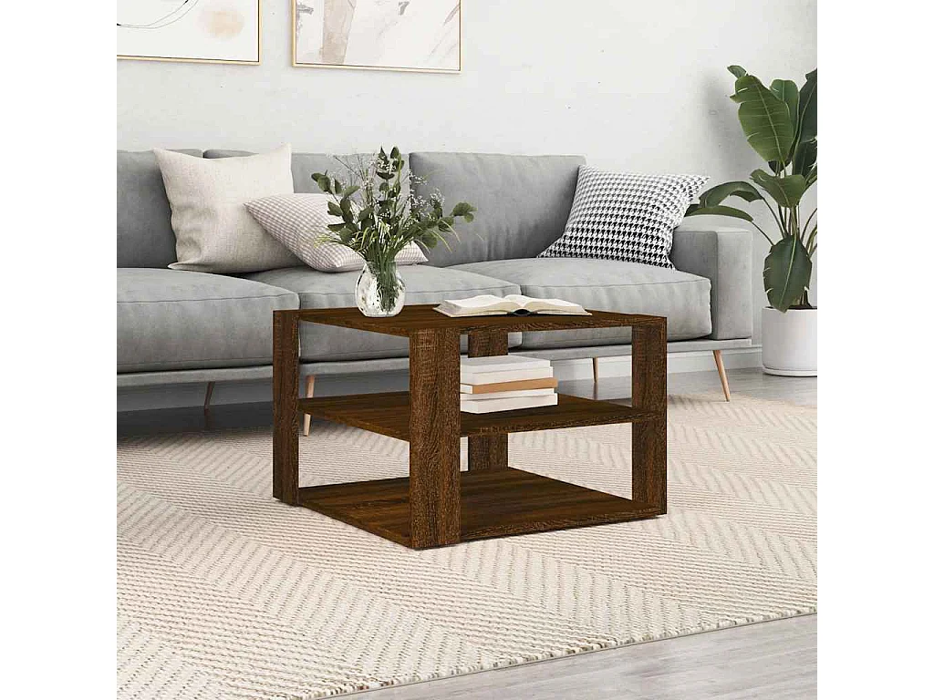 Table basse chêne marron 58x58x40 cm bois d'ingénierie