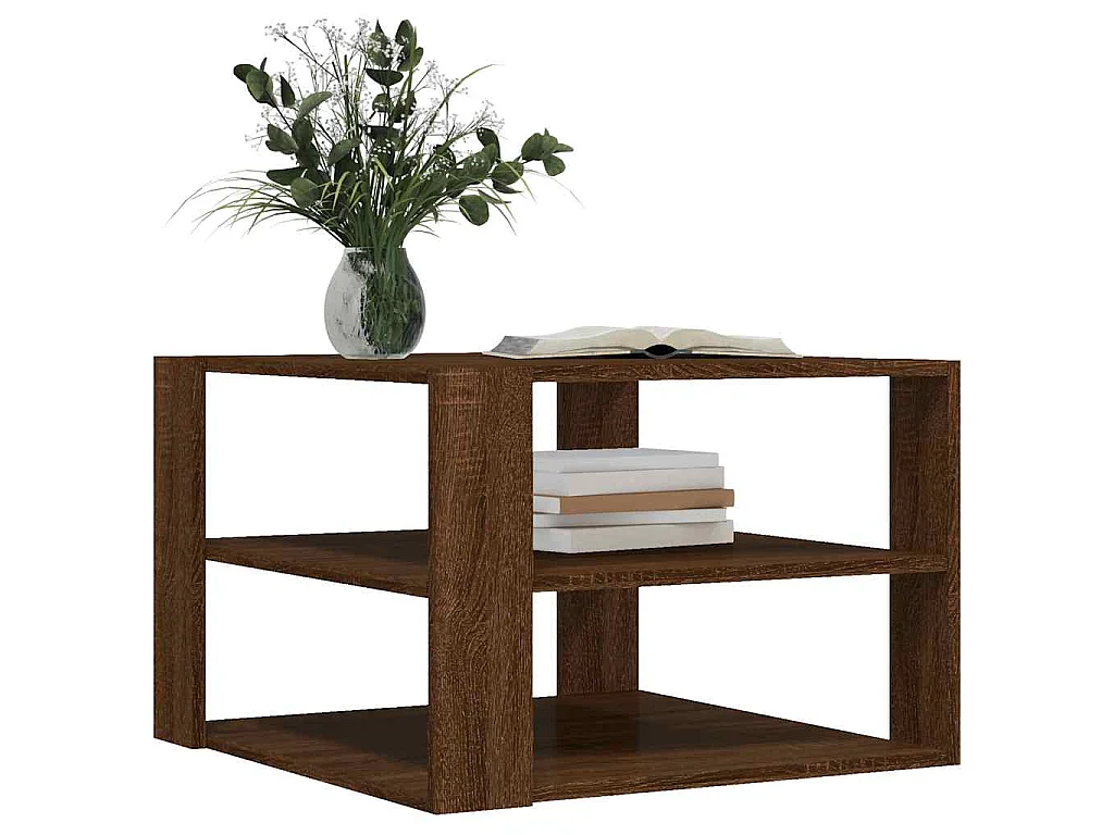 Table basse chêne marron 58x58x40 cm bois d'ingénierie