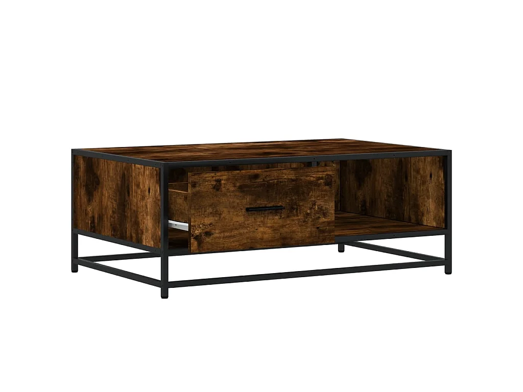 Mesa de centro 90x57x35 cm deriv. madeira/metal carvalho fumado