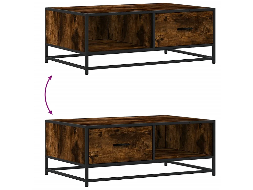 Mesa de centro 90x57x35 cm deriv. madeira/metal carvalho fumado
