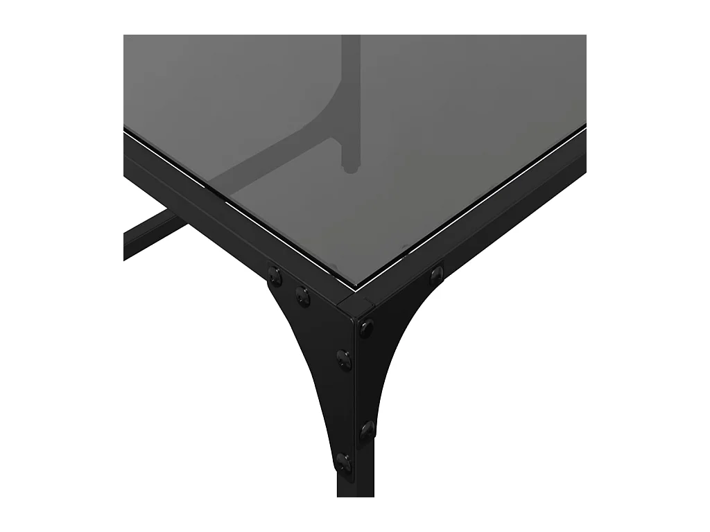 Tables basses gigognes 2 pcs dessus en verre noir acier