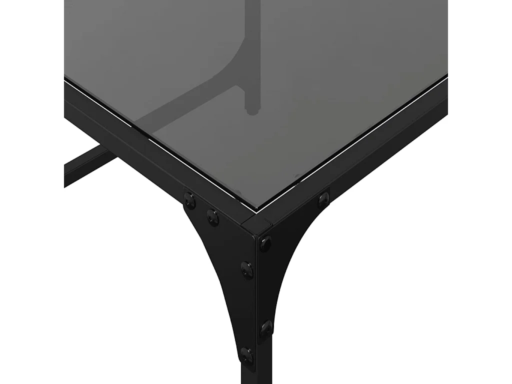 Tables basses gigognes 2 pcs dessus en verre noir acier