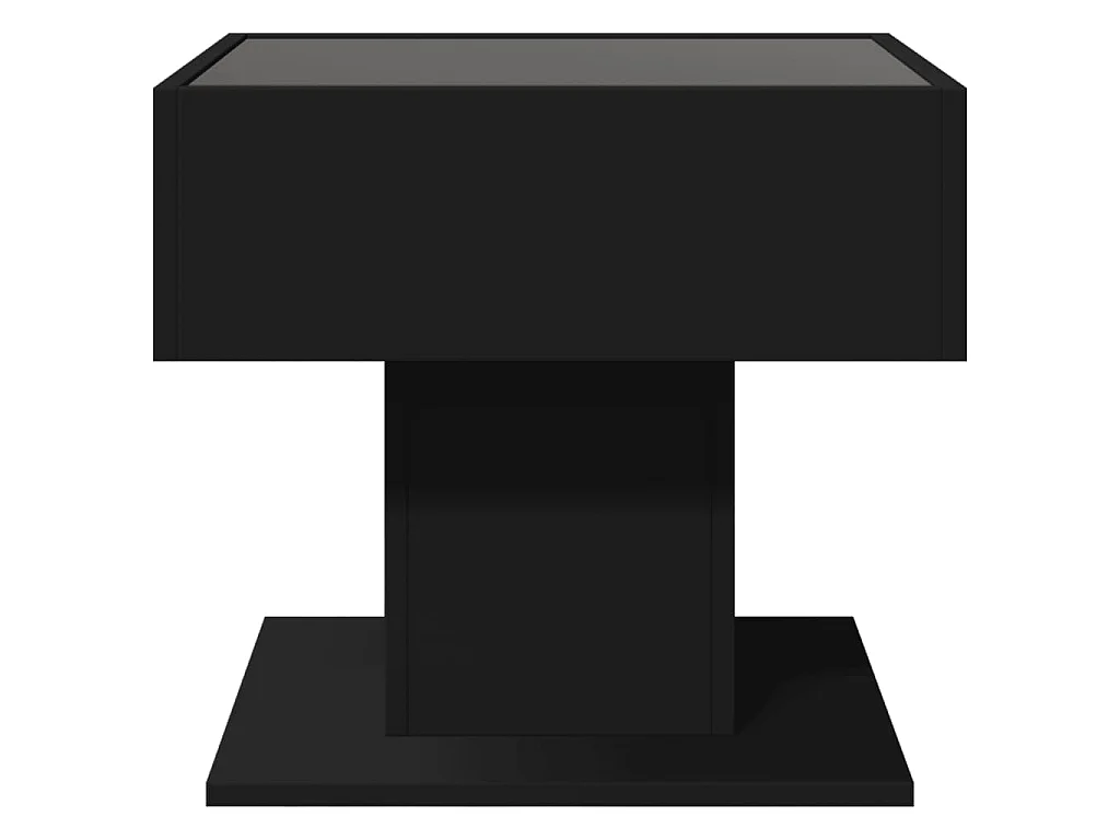 Table basse avec LED noir 50x50x45 cm bois d'ingénierie