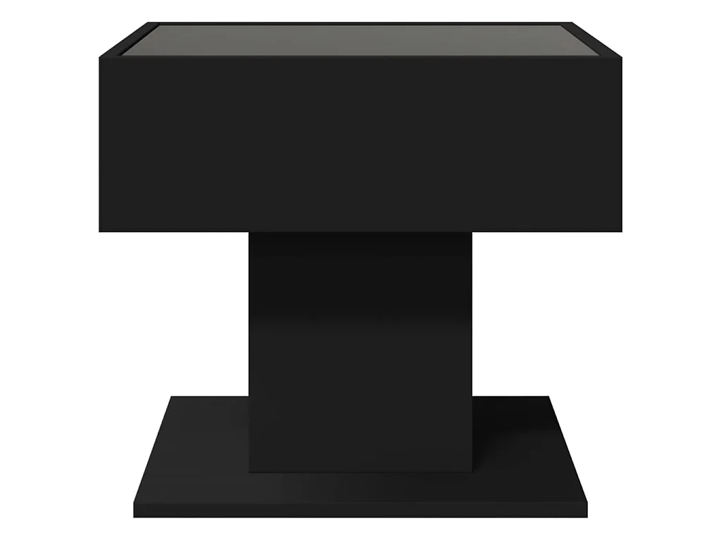Table basse avec LED noir 50x50x45 cm bois d'ingénierie