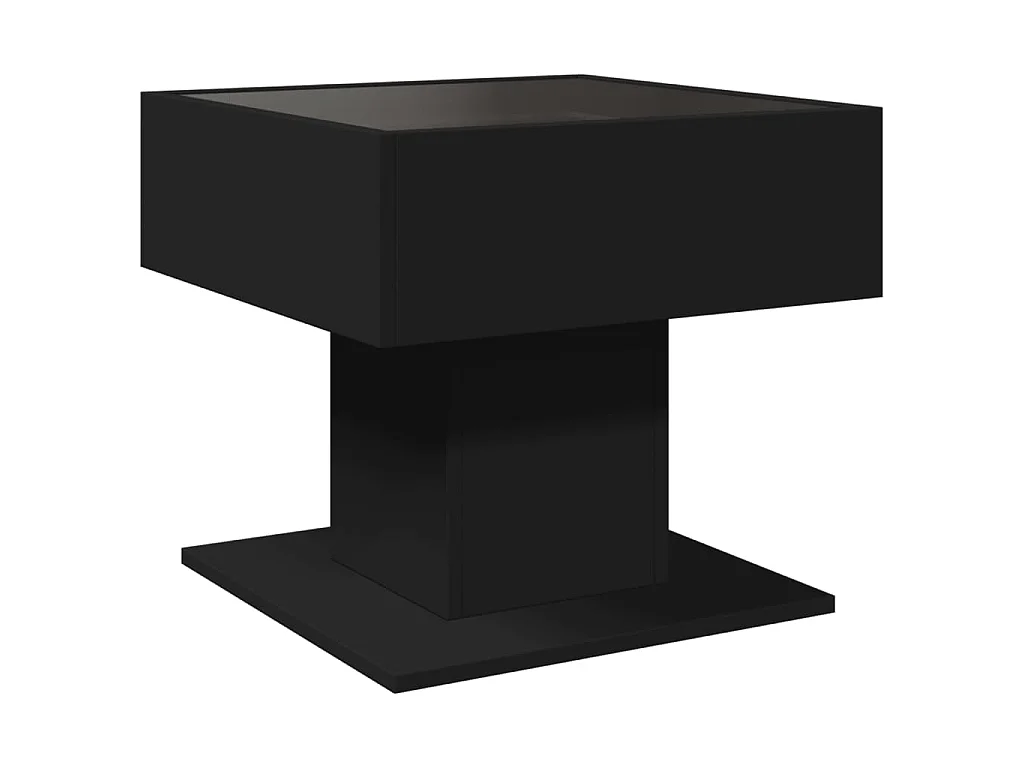 Table basse avec LED noir 50x50x45 cm bois d'ingénierie