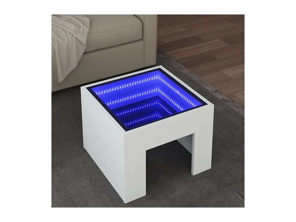 Table basse avec LED infini blanc 40x40x30 cm