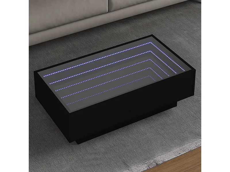 Salontafel met LED 90x50x30 cm bewerkt hout zwart