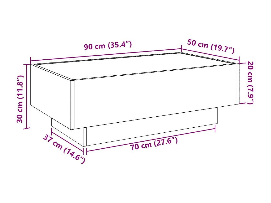 LED-Couchtisch Schwarz 90x50x30 cm Holzwerkstoff