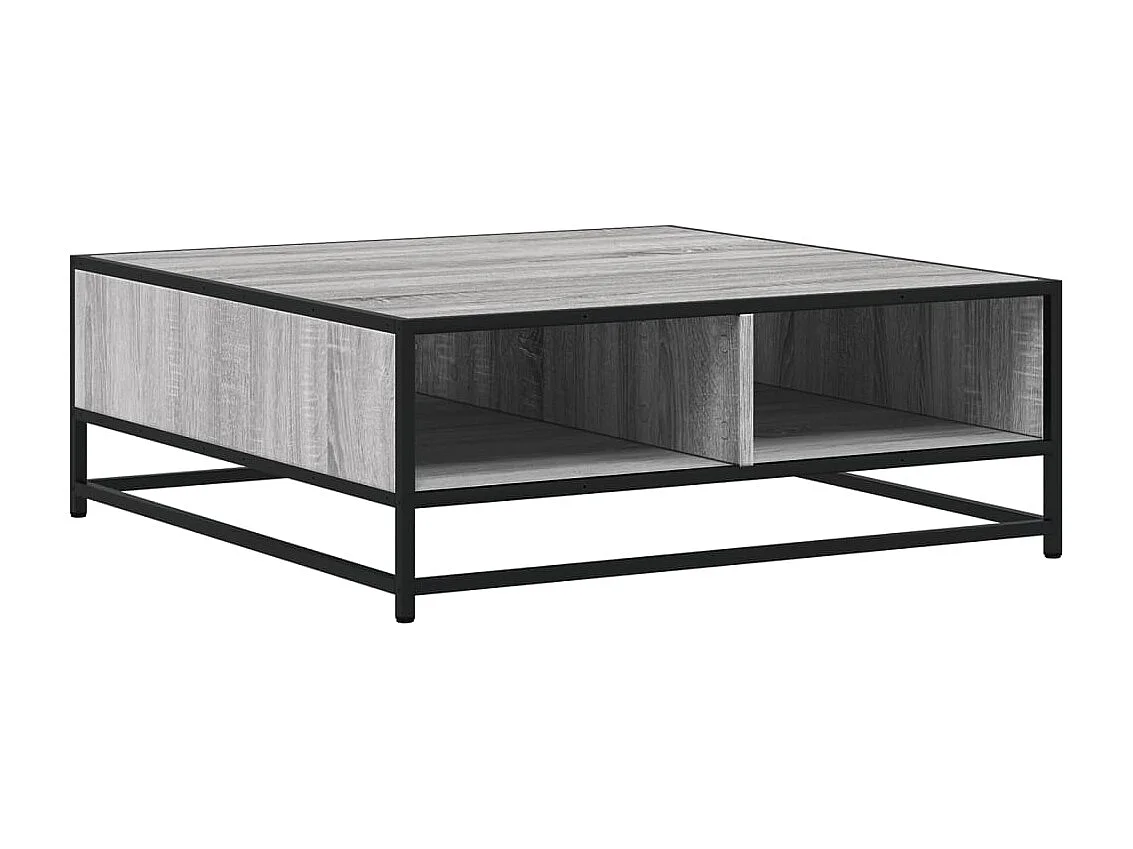Tavolino Grigio Sonoma 80x80x30 cm in Truciolato e Metallo