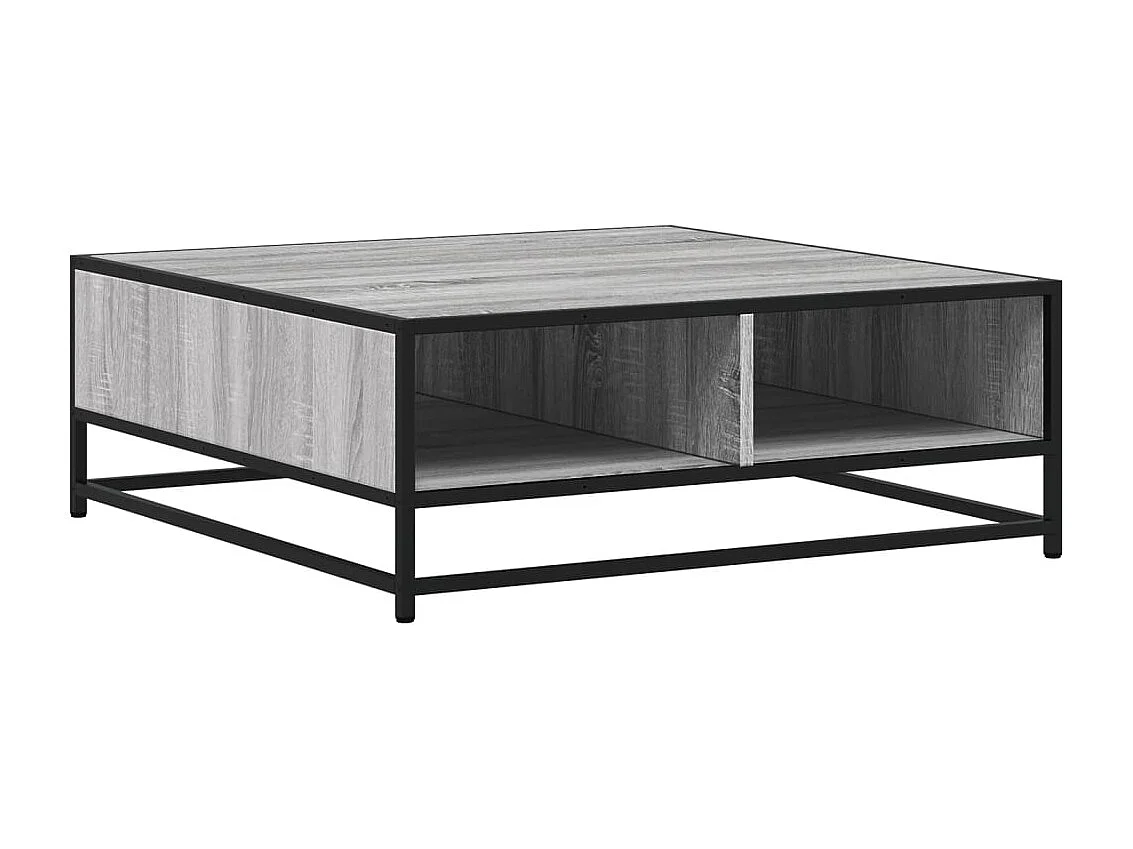 Tavolino Grigio Sonoma 80x80x30 cm in Truciolato e Metallo