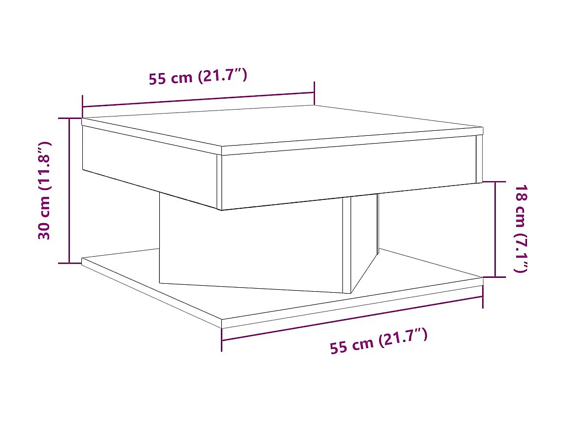 Couchtisch Artisan-Eiche 55x55x30 cm Holzwerkstoff