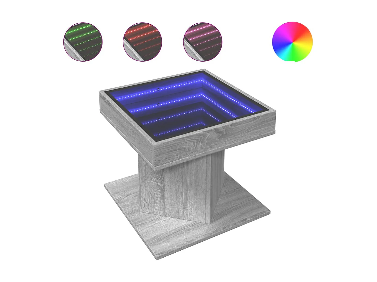 LED-Couchtisch Grau Sonoma 50x50x45 cm Holzwerkstoff