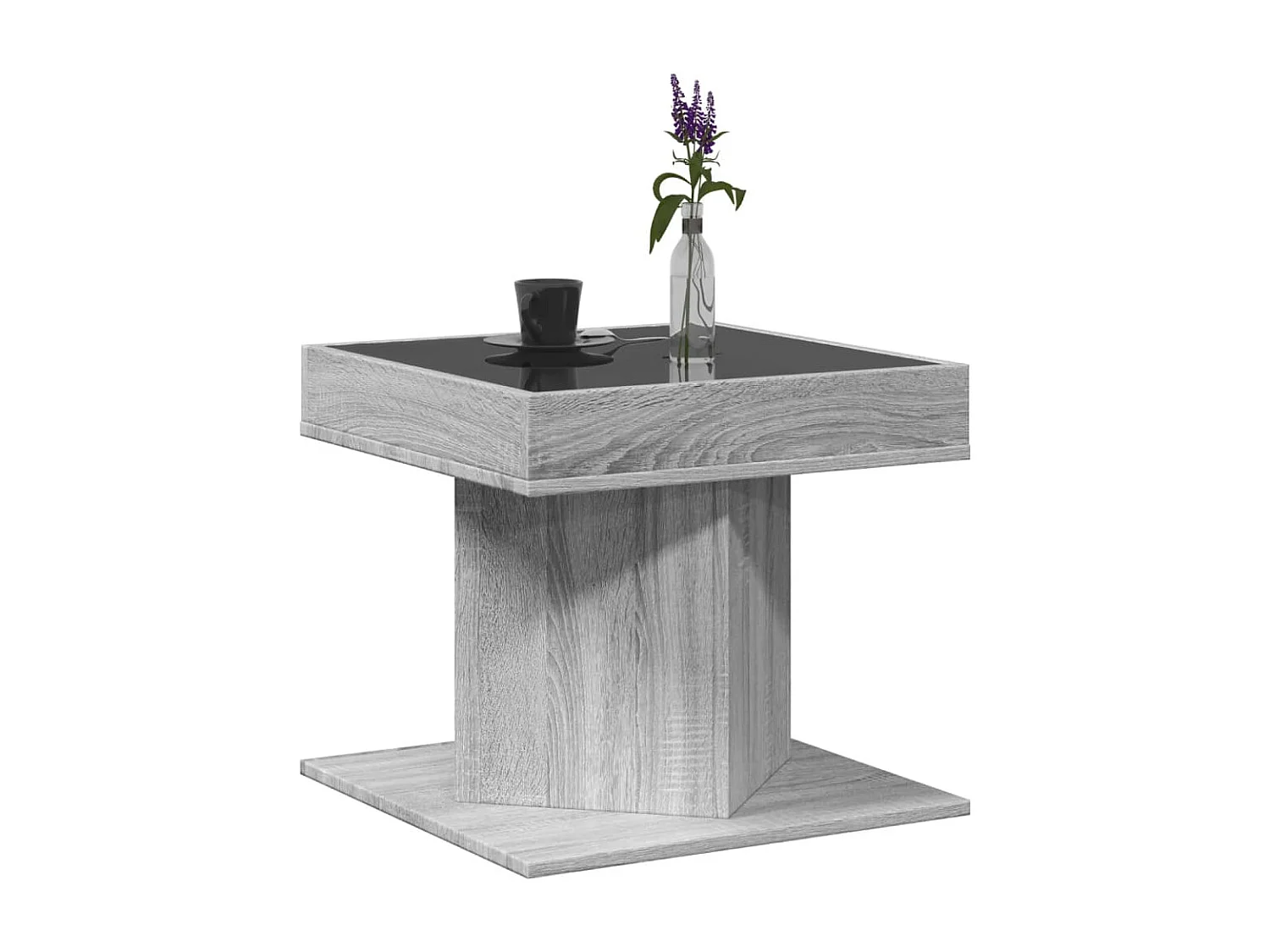 LED-Couchtisch Grau Sonoma 50x50x45 cm Holzwerkstoff