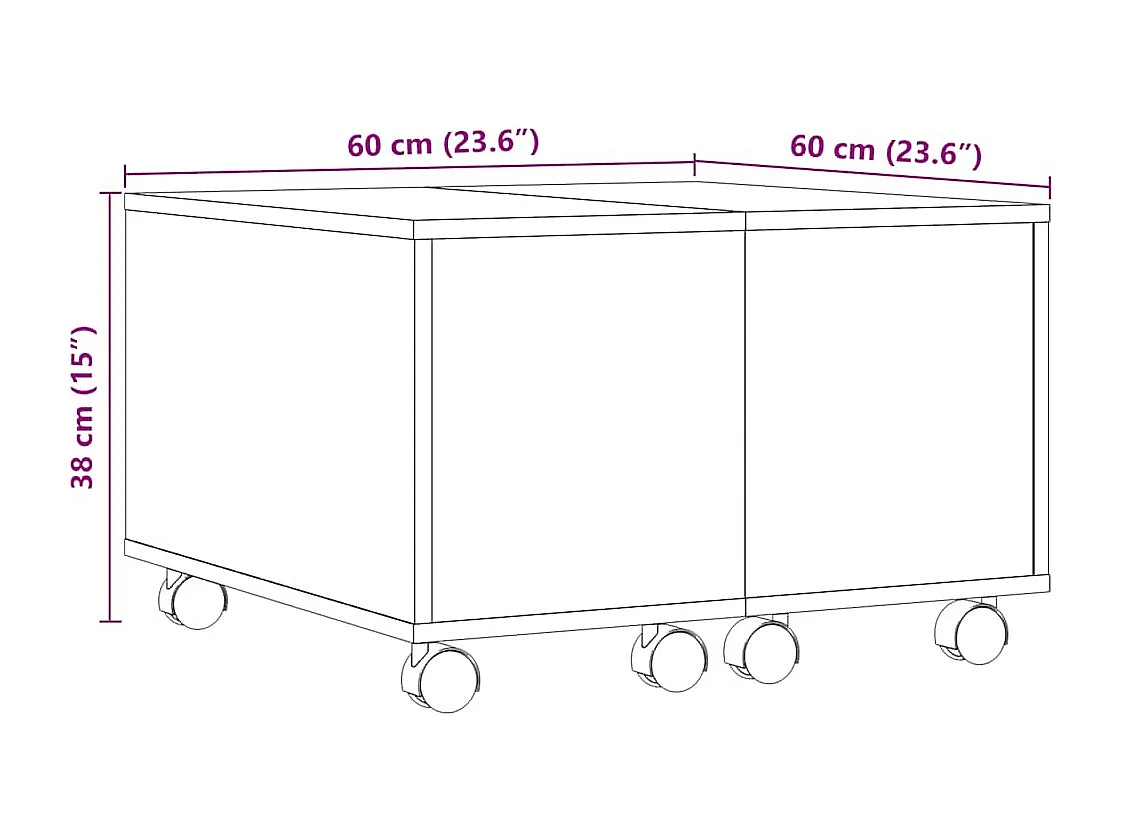Mesa de centro madera de ingeniería roble artisan 60x60x38 cm