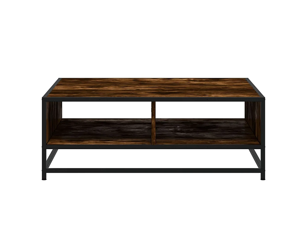 Table basse chêne fumé 80x80x30 cm bois d'ingénierie et métal