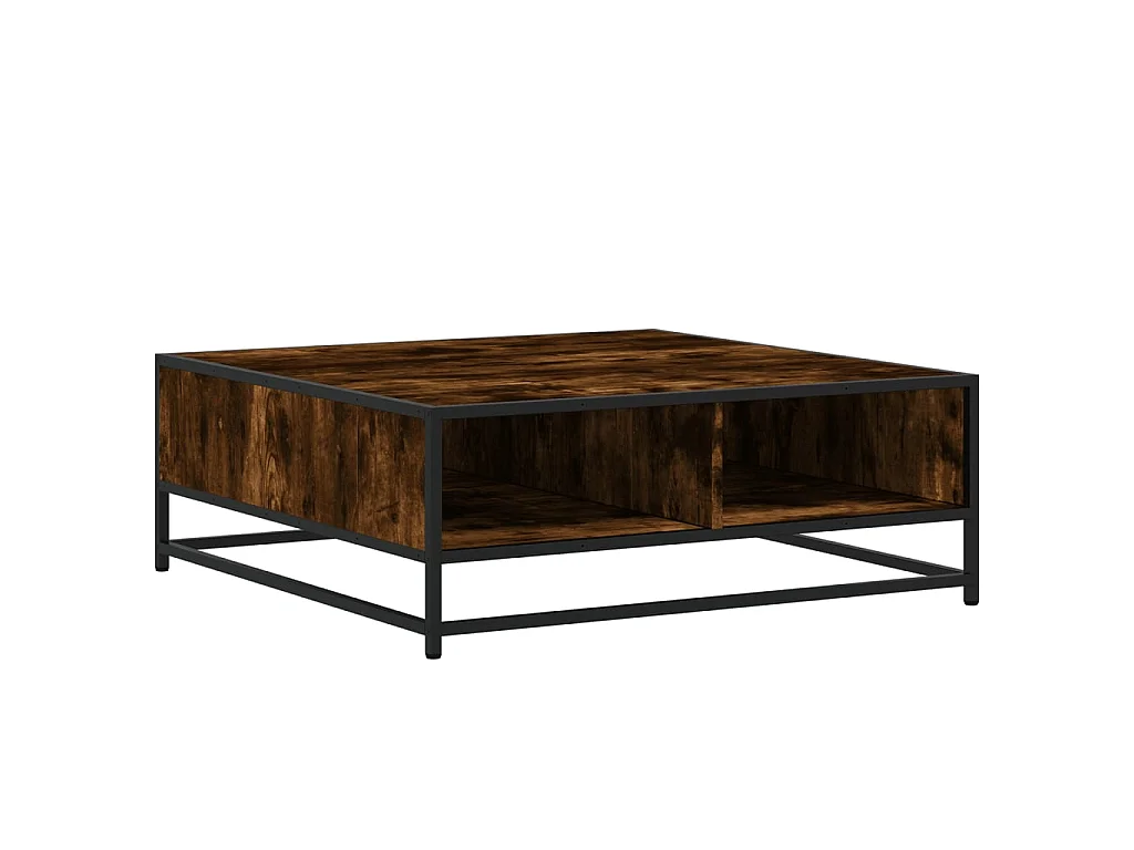 Table basse chêne fumé 80x80x30 cm bois d'ingénierie et métal