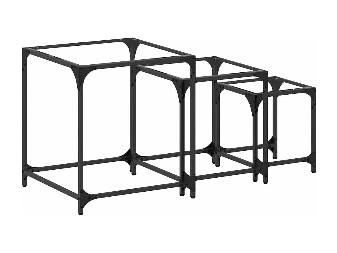 Satztische 3 Stk. mit Glasplatte Transparent Stahl