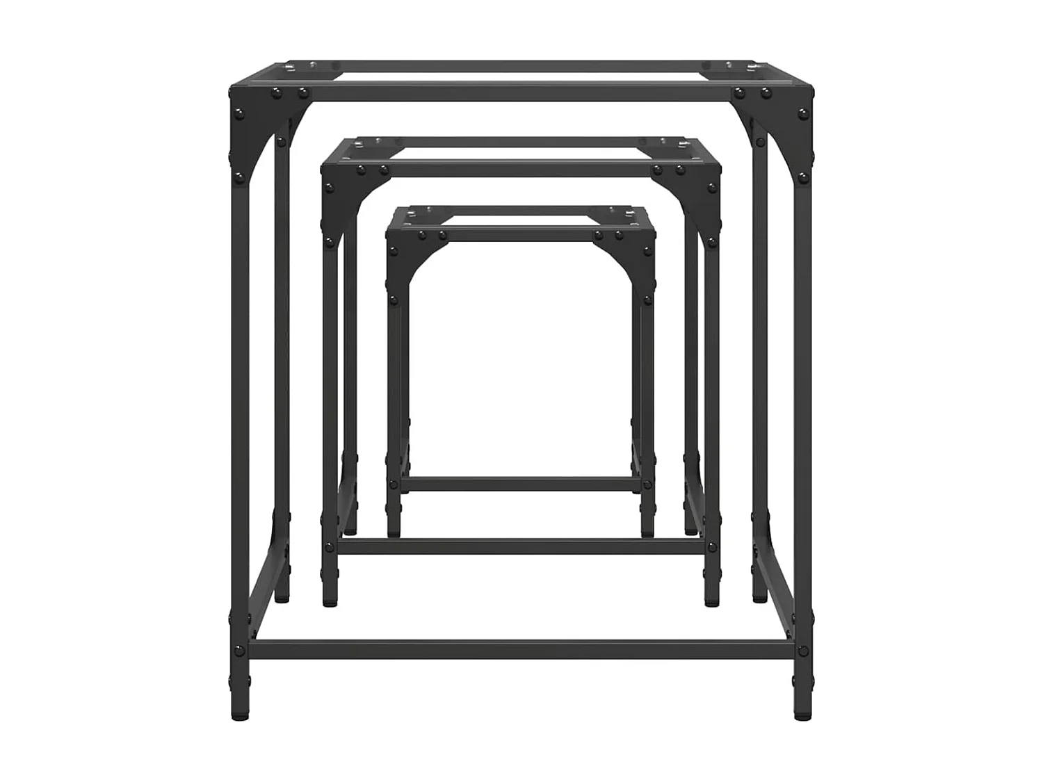 Satztische 3 Stk. mit Glasplatte Transparent Stahl