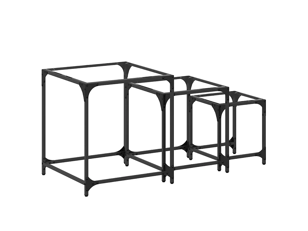 Tables basses gigognes 3 pcs dessus en verre transparent acier