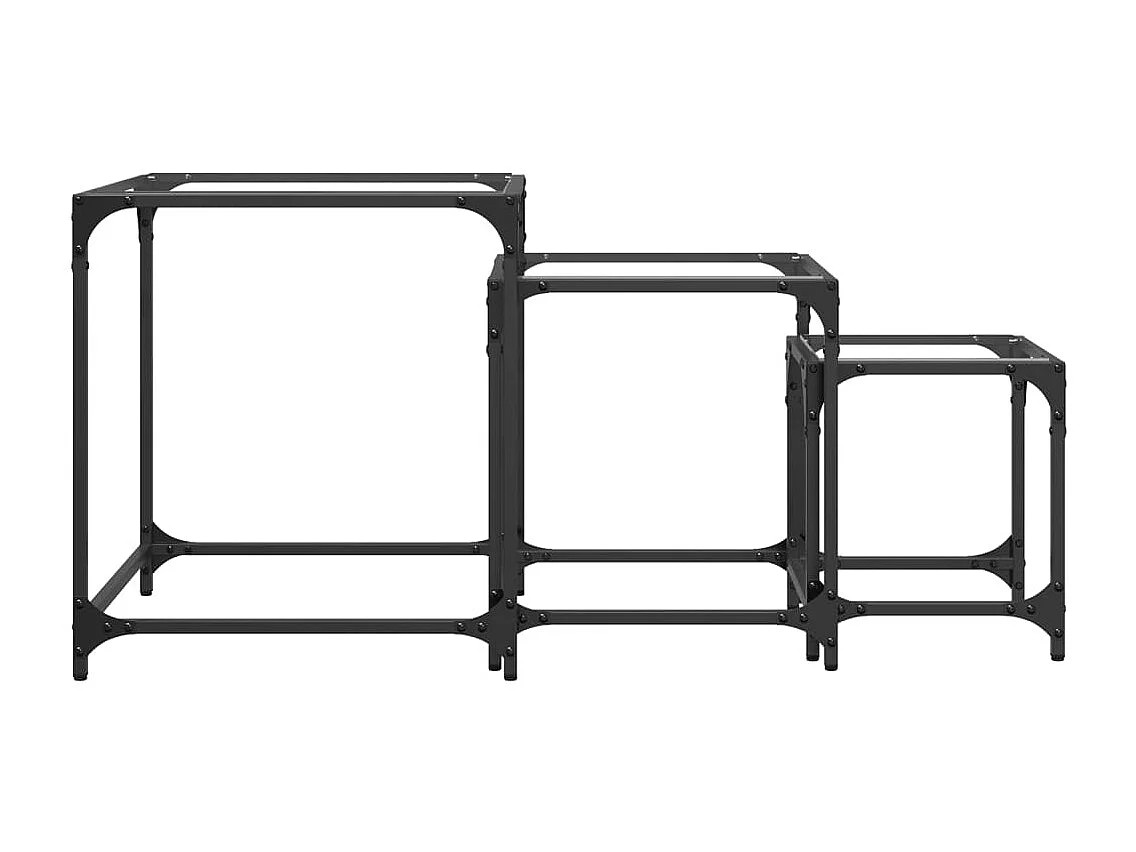 Tables basses gigognes 3 pcs dessus en verre transparent acier