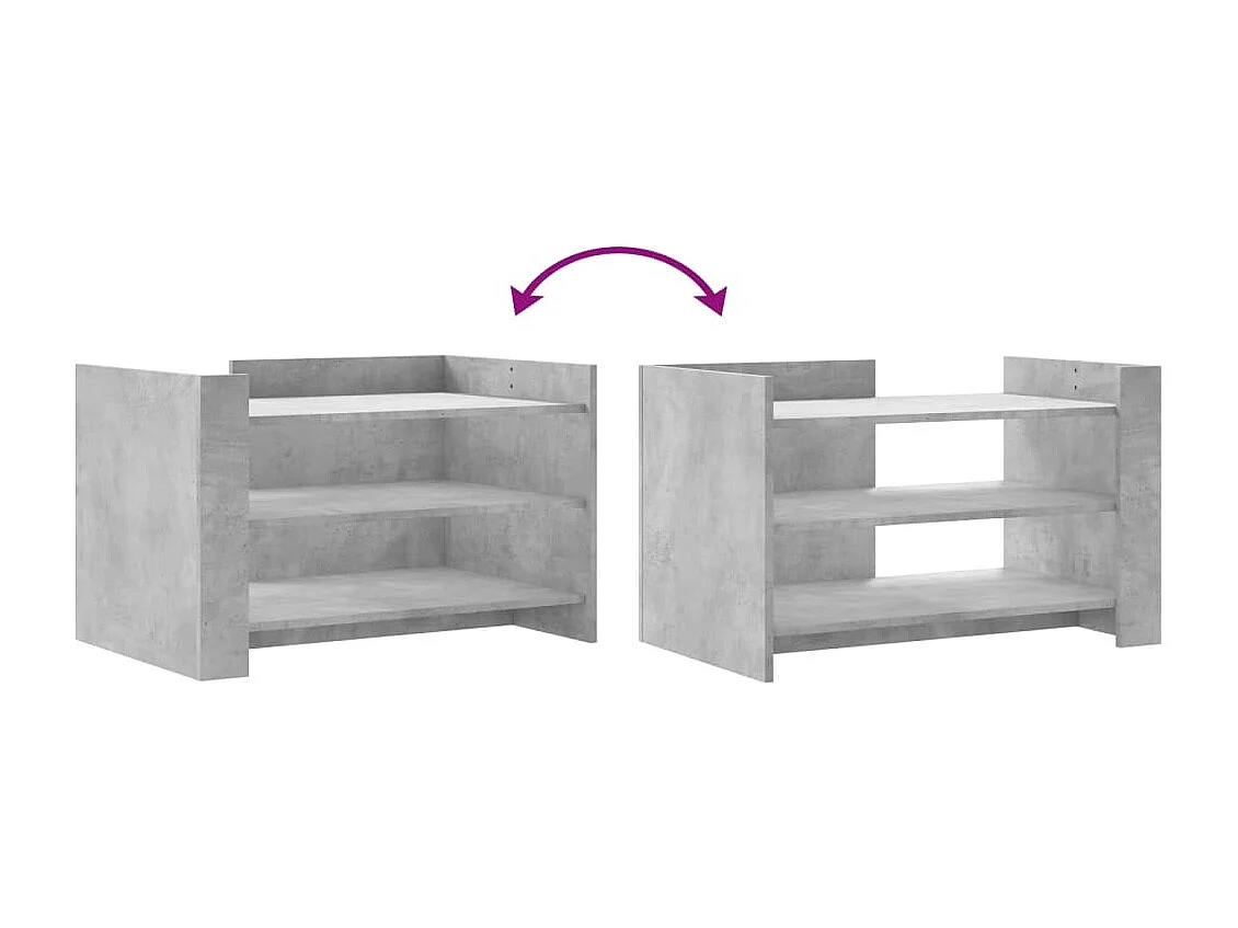 Table basse gris béton 80x50x50 cm bois d'ingénierie