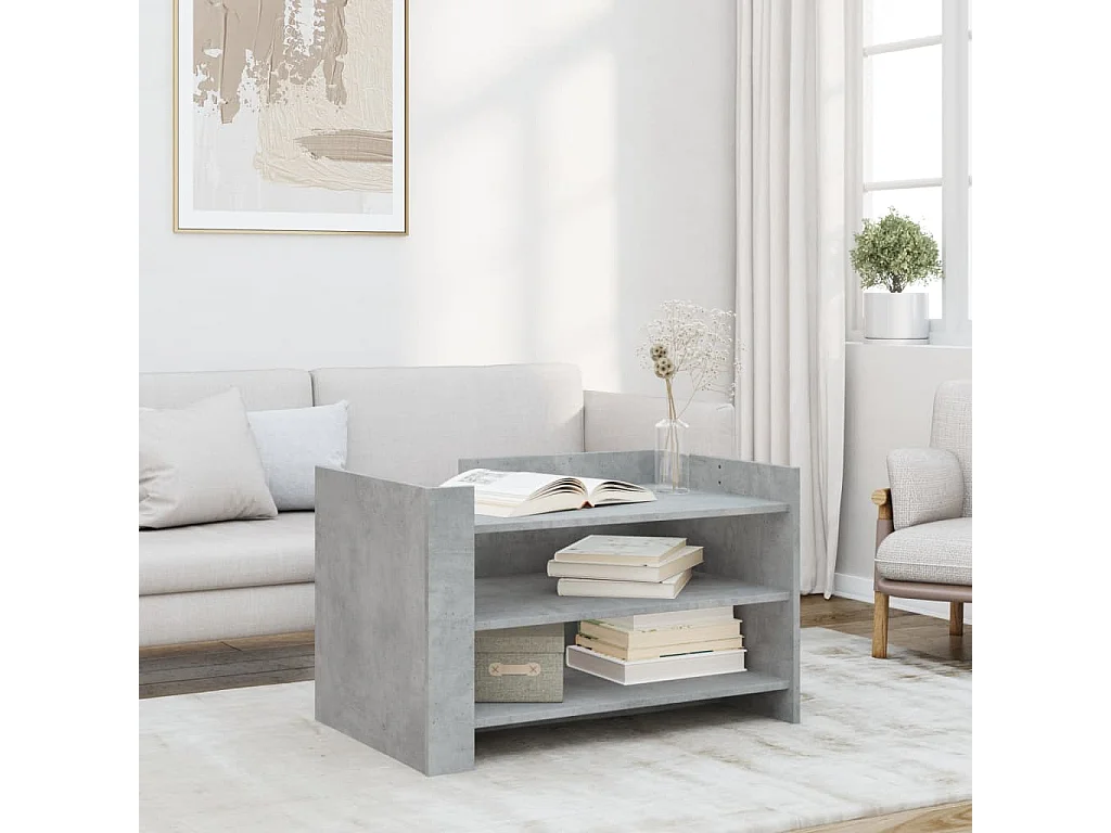 Table basse gris béton 80x50x50 cm bois d'ingénierie