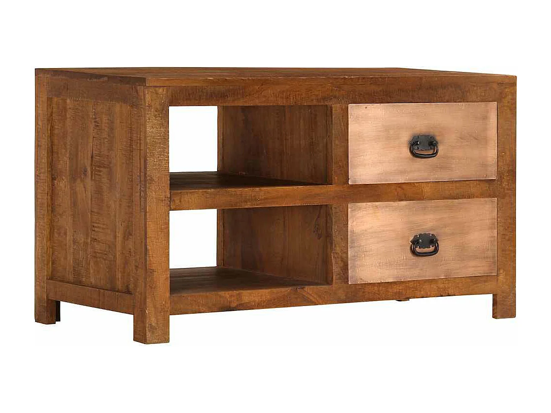 Table basse avec 2 tiroirs 90x40x50 cm bois solide de manguier