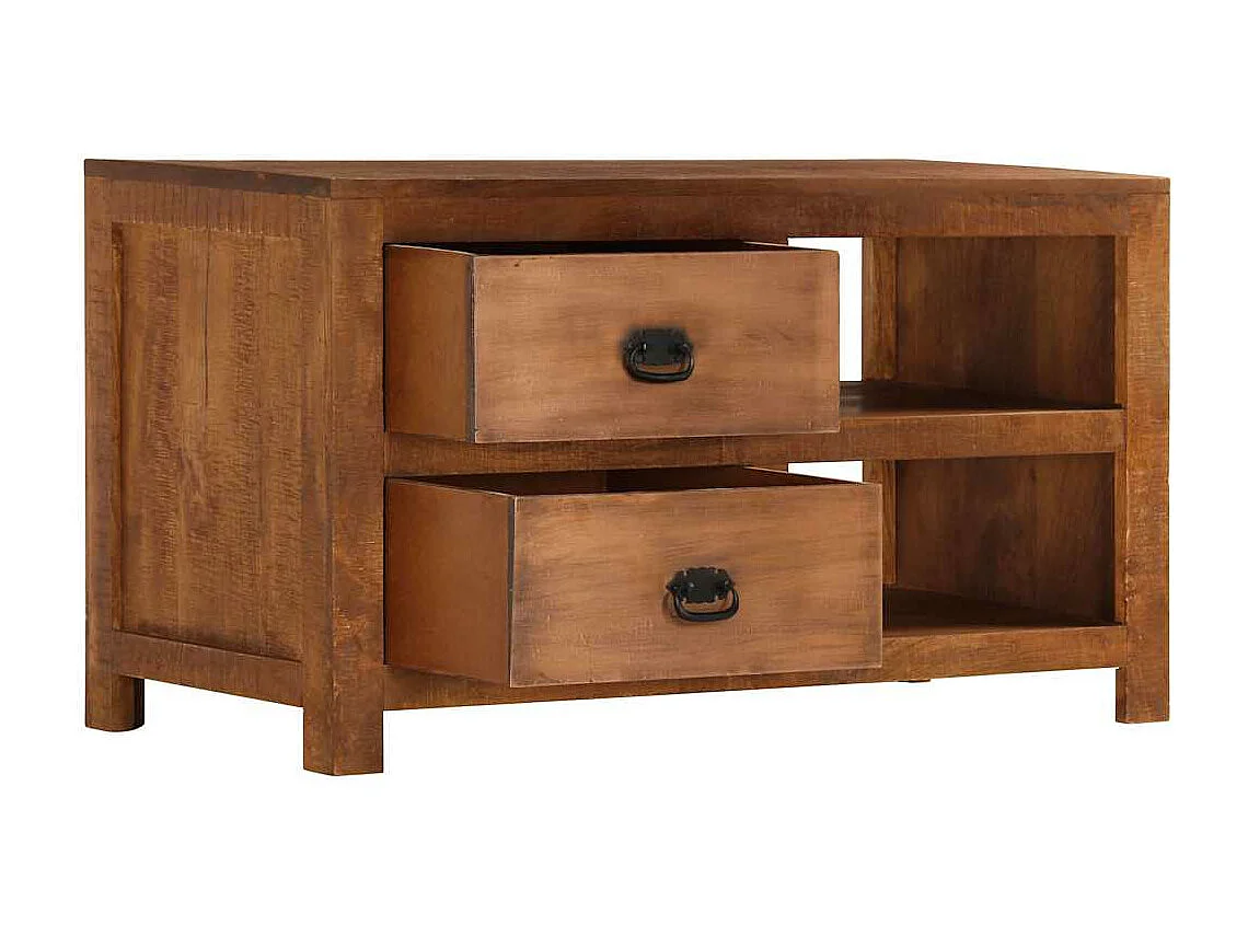 Table basse avec 2 tiroirs 90x40x50 cm bois solide de manguier