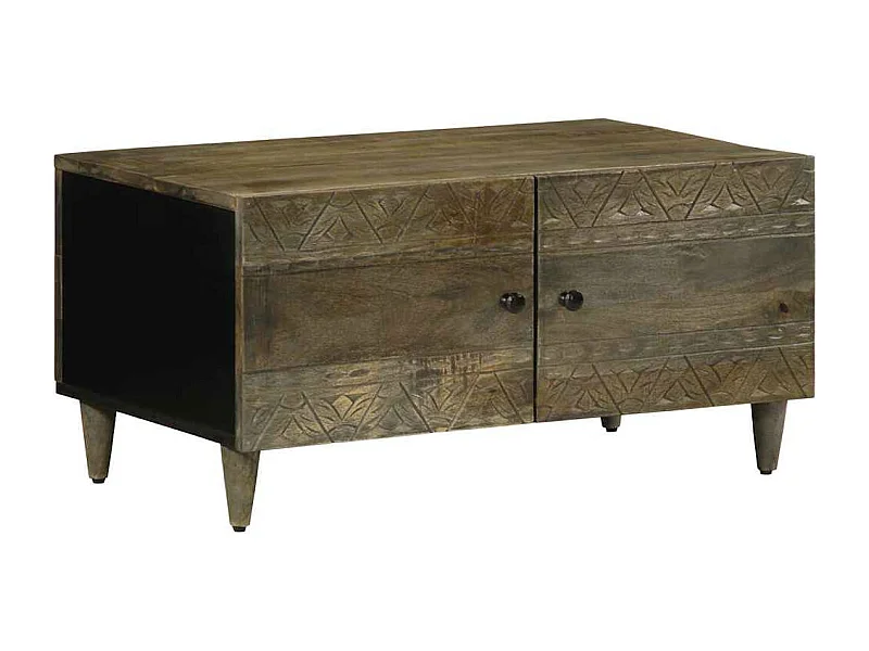 Tavolino da Salotto Grigio Chiaro 80x50x40 cm Legno di Mango