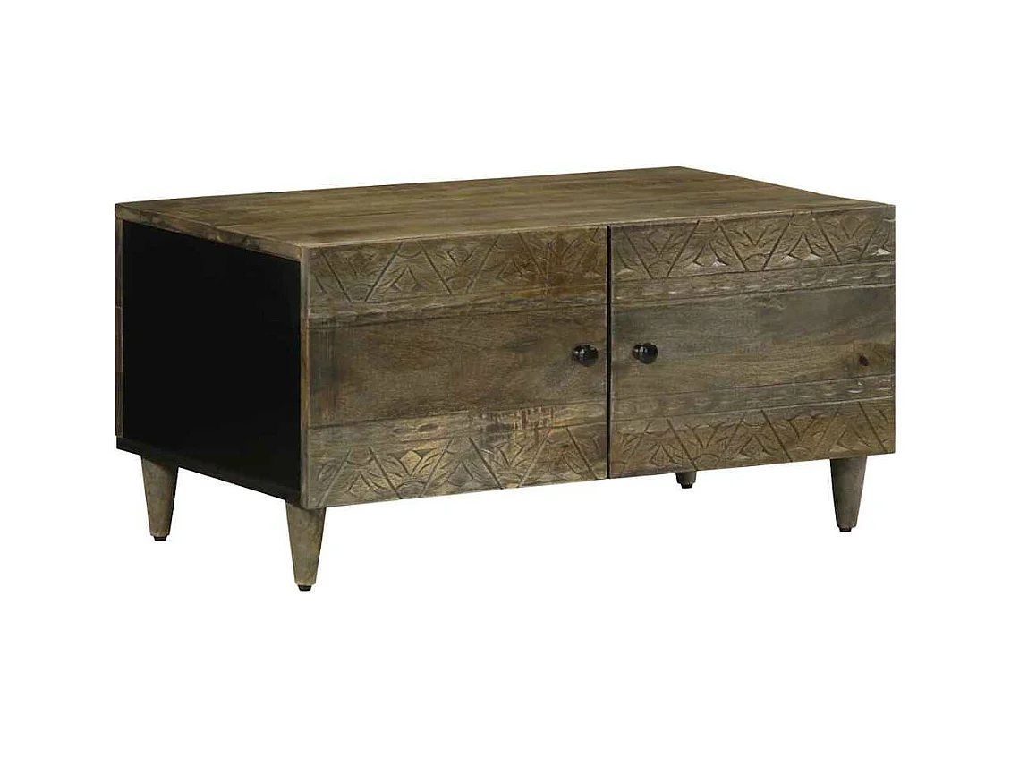 Table basse gris clair 80x50x40 cm bois de manguier massif