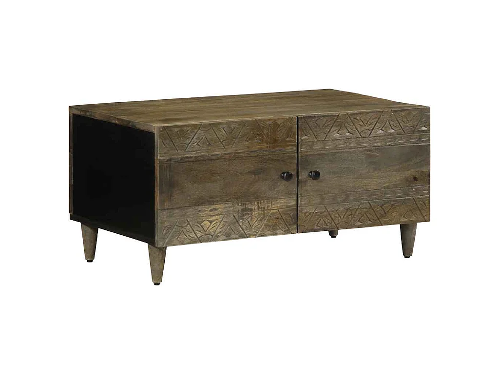 Table basse gris clair 80x50x40 cm bois de manguier massif