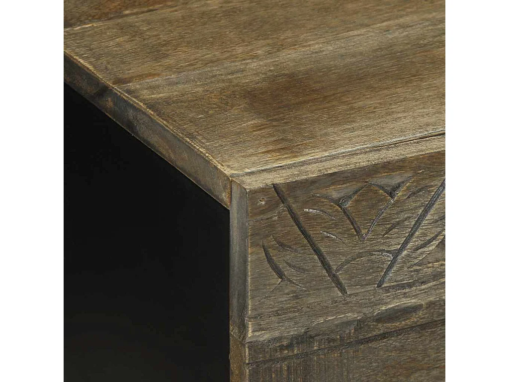 Table basse gris clair 80x50x40 cm bois de manguier massif
