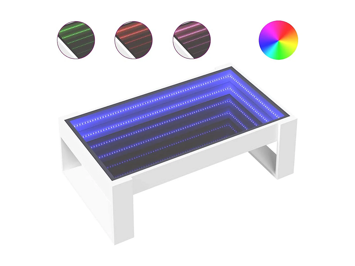 Salontafel met Infinity LED 90x53x30 cm wit