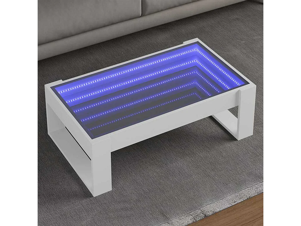 Salontafel met Infinity LED 90x53x30 cm wit