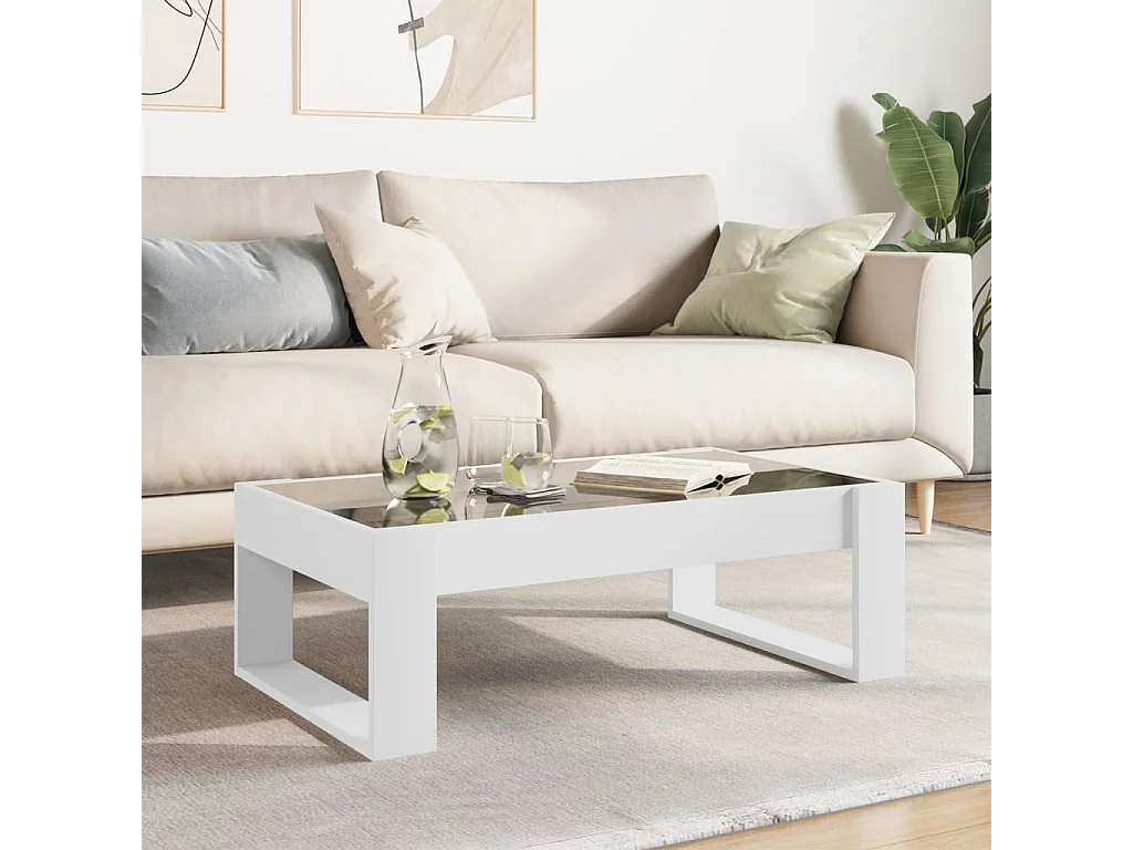 Salontafel met Infinity LED 90x53x30 cm wit