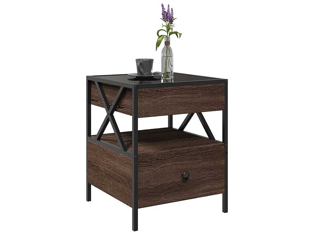 Couchtisch mit Infinity-LED Braun Eichen-Optik 40x40x51 cm